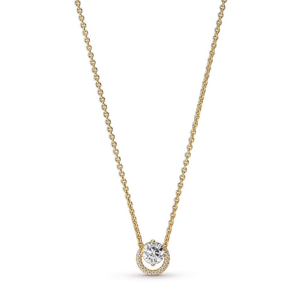 Sparkling Round Halo Pendant Collier Necklace