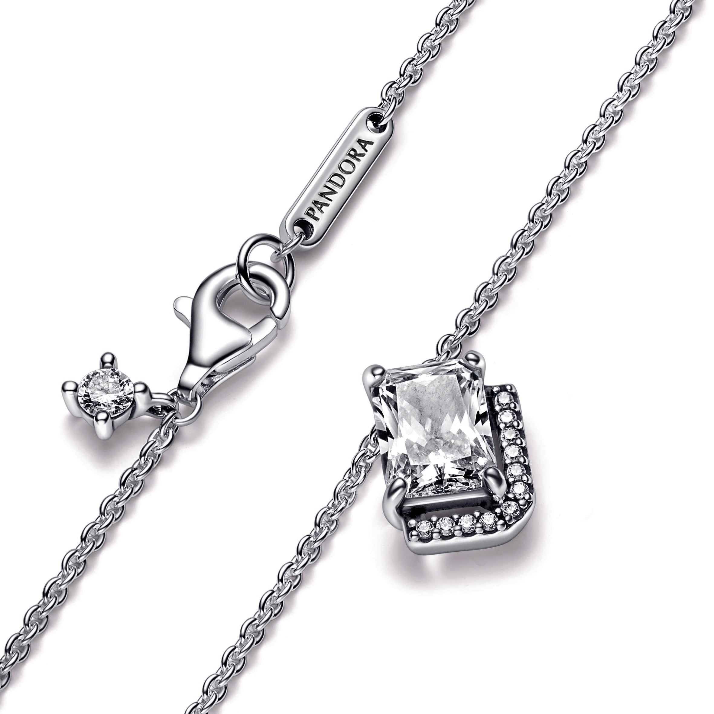 Rectangular Sparkling Halo Collier Necklace